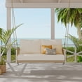 thumbnail image 5 of Harper & Bright Designs Woven Rope Chair Porch Swing with Cushion, Beige, 5 of 12