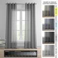 thumbnail image 3 of Gravel Grey Grommet Solid Faux Linen Sheer Curtain (1 Panel), Gravel Grey, 50W X 108L, 3 of 10