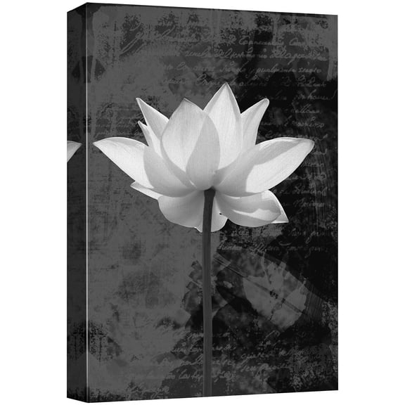 wall26 Canvas Print Wall Art Black & White Water Lily & Typography Floral Botanical Photography Modern Art Rustic Scenic Relax/Calm Dark for Living Room, Bedroom, Office - 24"x36"