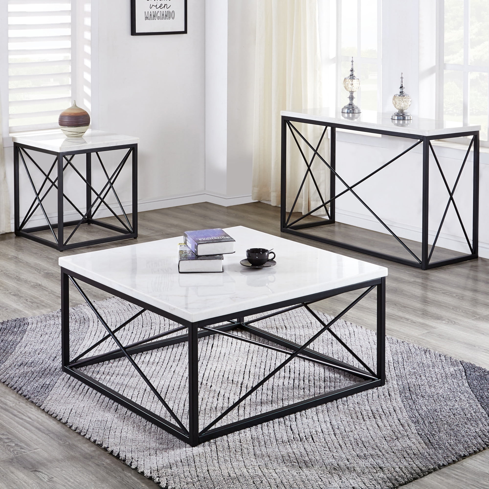 Steve Silver Skyler Genuine White Marble 22-inch Square End Table