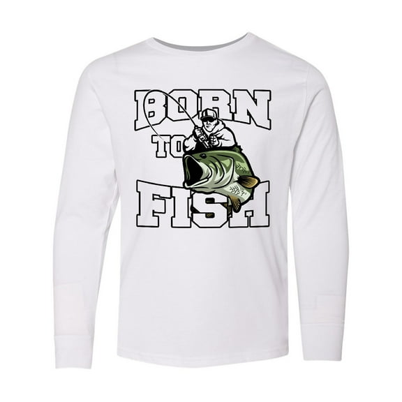 Inktastic Born to Fish Long Sleeve Youth T-Shirt