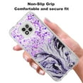 thumbnail image 4 of Moto G Power 2021 Phone Case, Rosebono Hybrid Bling Glitter Sparkle Epoxy Graphic Marble Colorful Silicone Skin Cover Armor Case for Moto G Power 2021 (Purple), 4 of 6