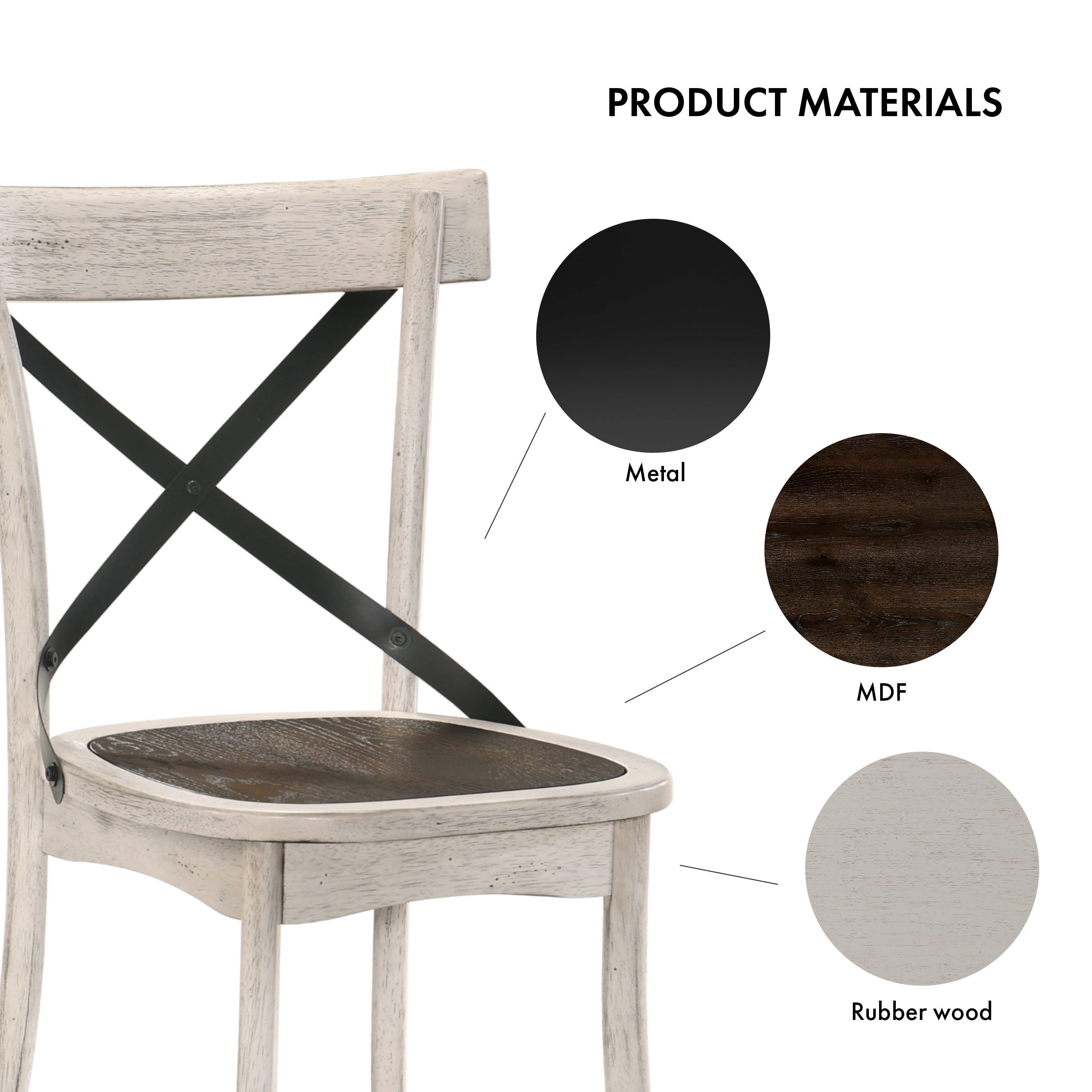 Furniture of America Acres Farmhouse Wood Dining Chair-Set of 2, Antique White