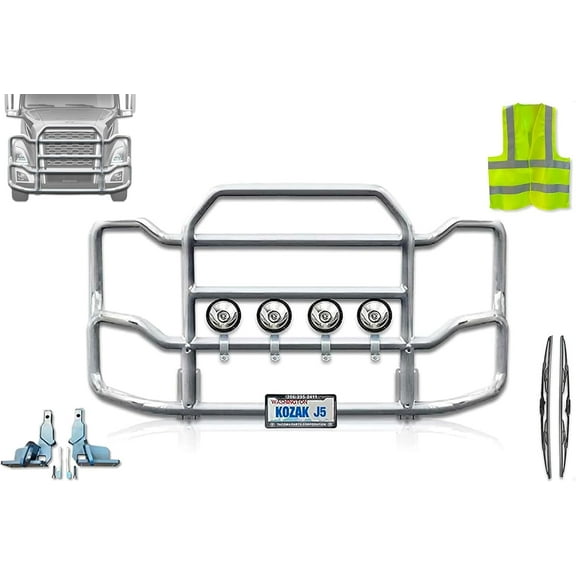 Front Grille Deer Moose Brush Bumper Guard Large w/Brackets Compatible with Volvo VNL 2018 