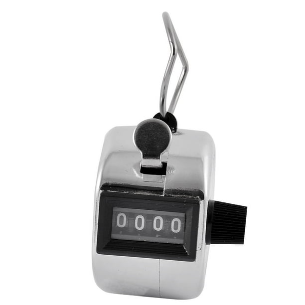 Home-X Compteur manuel en métal, compte-clic mécanique à 4 chiffres avec  boucle de doigt pour comptage de pas, tours, tricot et plus encore, 3,5 cm  (L) x 3,8 cm (l) - Argenté 