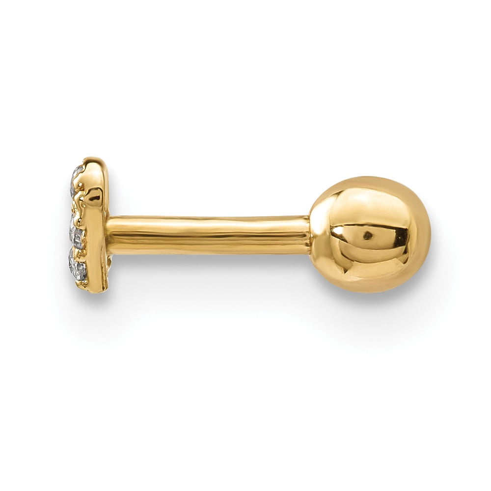 14K Yellow Gold Labrets 9 mm 4 14K CZ Heart Labret Face Jewelry