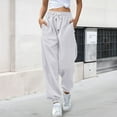 thumbnail image 2 of ManxiVoo Womens High Waisted Wide Leg Joggers with Pockets Comfortable Workout Trousers M Size White, 2 of 8