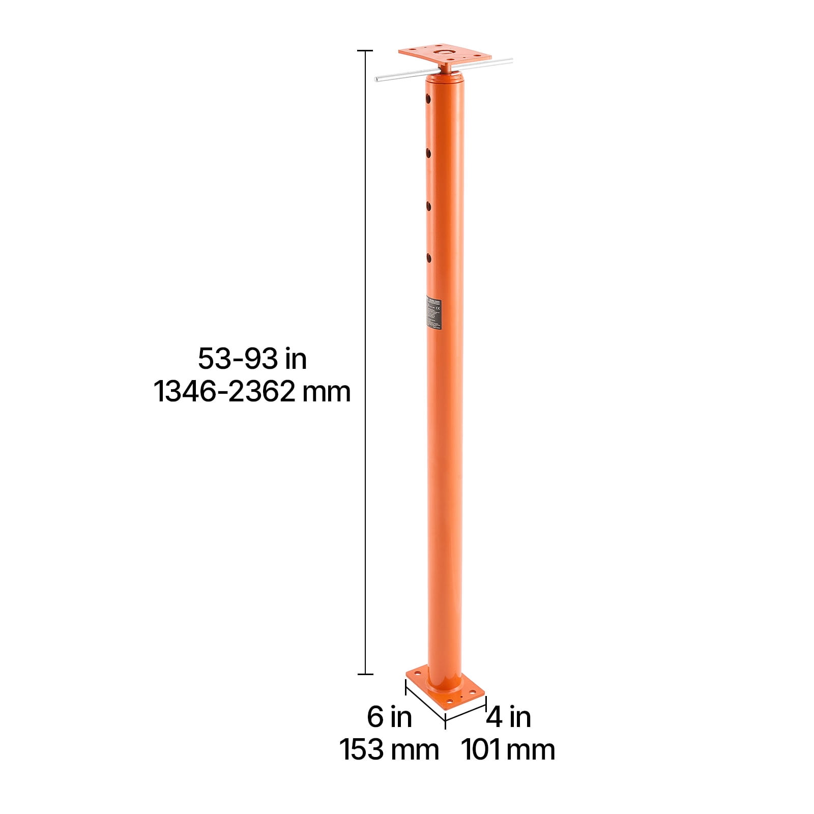 VEVOR House Floor Jacks, 2 Pack 53-93 Inch Height Range, 18000 lbs Max Load Capacity, Adjustable Support Beam Basement Jack Post Pole for Leveling, Lift Steel Telescoping Post for Temporary Support