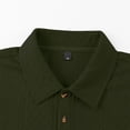 thumbnail image 5 of GrmtClth Men's Casual Textured Polo Shirt Dual Chest Pockets Short Sleeve Button Placket Top with Diamond Pattern Army Green 2XL, 5 of 6