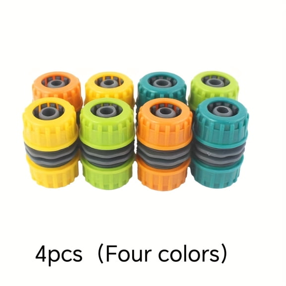 8 Pcs Quick Hose Repair Connector, 1/2 Inch 4-Way Plastic Garden Hose Mender with 4 Colors (2 Each) for Leak Fixing, Pipe Joint, Irrigation
