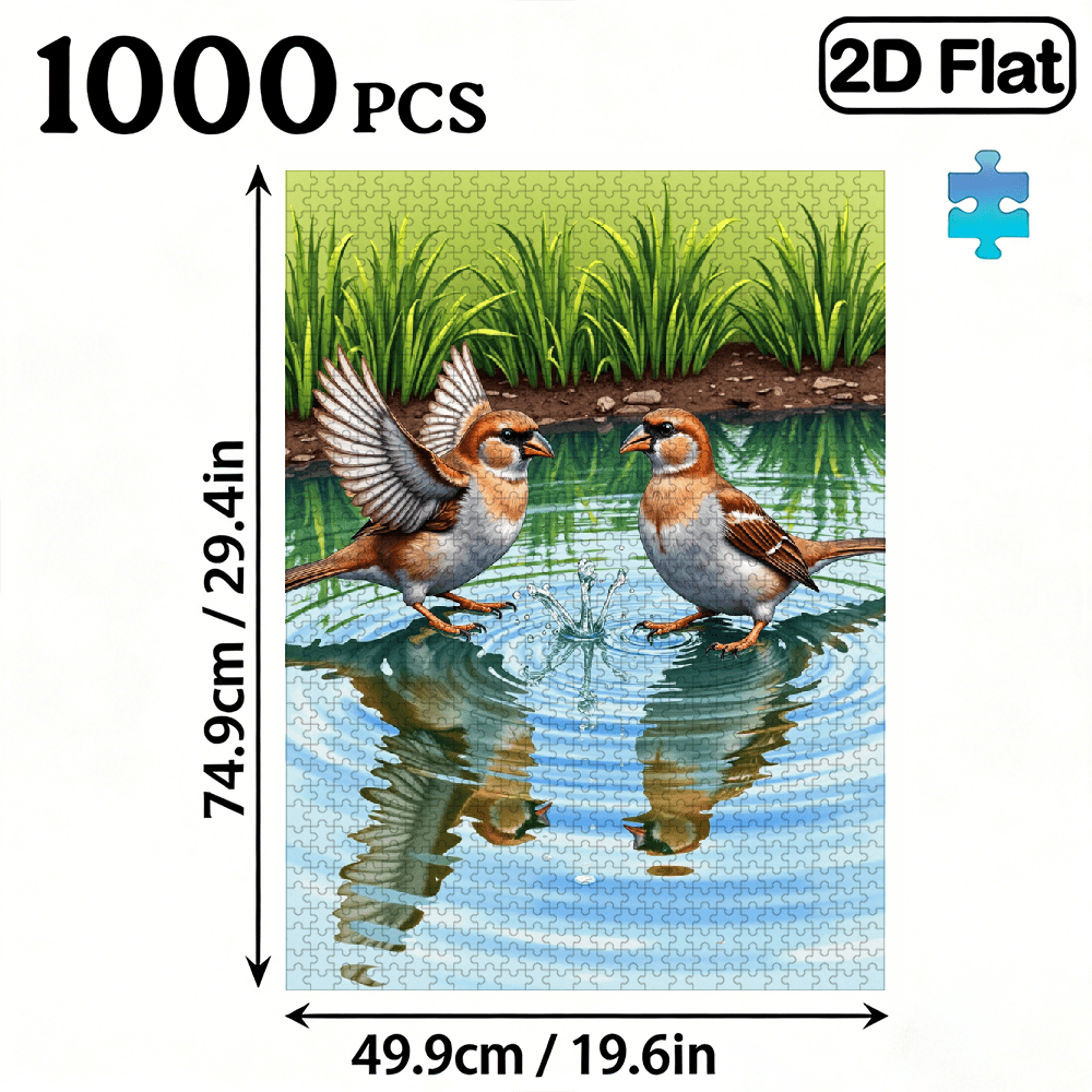 1000 pieces of vertical paper jigsaw puzzle - lively sparrows, size 29.5 * 20 inches.