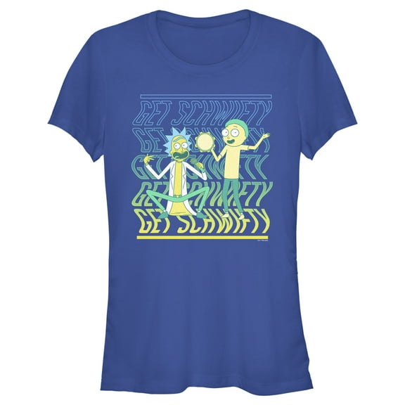 Junior's Rick And Morty Get Schwifty Dance  Graphic Tee Royal Blue X Large