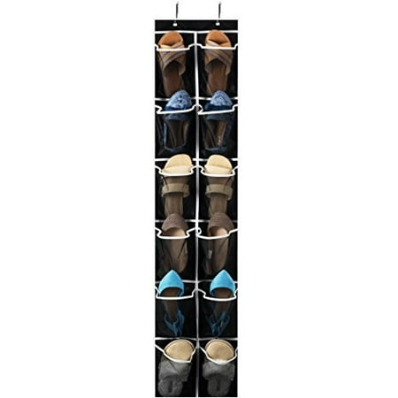 - Zober Over the Door Shoe Organizer 57 1/2” x 12” - 12 Mesh Pockets, Space Saving Hanging Shoe Holder for Maximizing Shoe Storage, Accessories, Toiletries, Etc., Black