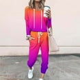 thumbnail image 2 of HAPIMO 2 Piece Sets for Women Gradient Color Hooded Sweatshirt Casual Pullover Top with Elastic Waist Jogger Pant Lounge Set Hot Pink XL, 2 of 5