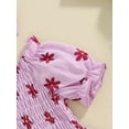 thumbnail image 6 of Suealasg Newborn Baby Girl Summer Outfits Short Puff Sleeve Floral Print Romper Bodysuit with Headband Set 2Pcs Birthday Photoshoot Dress Clothes, 6 of 8