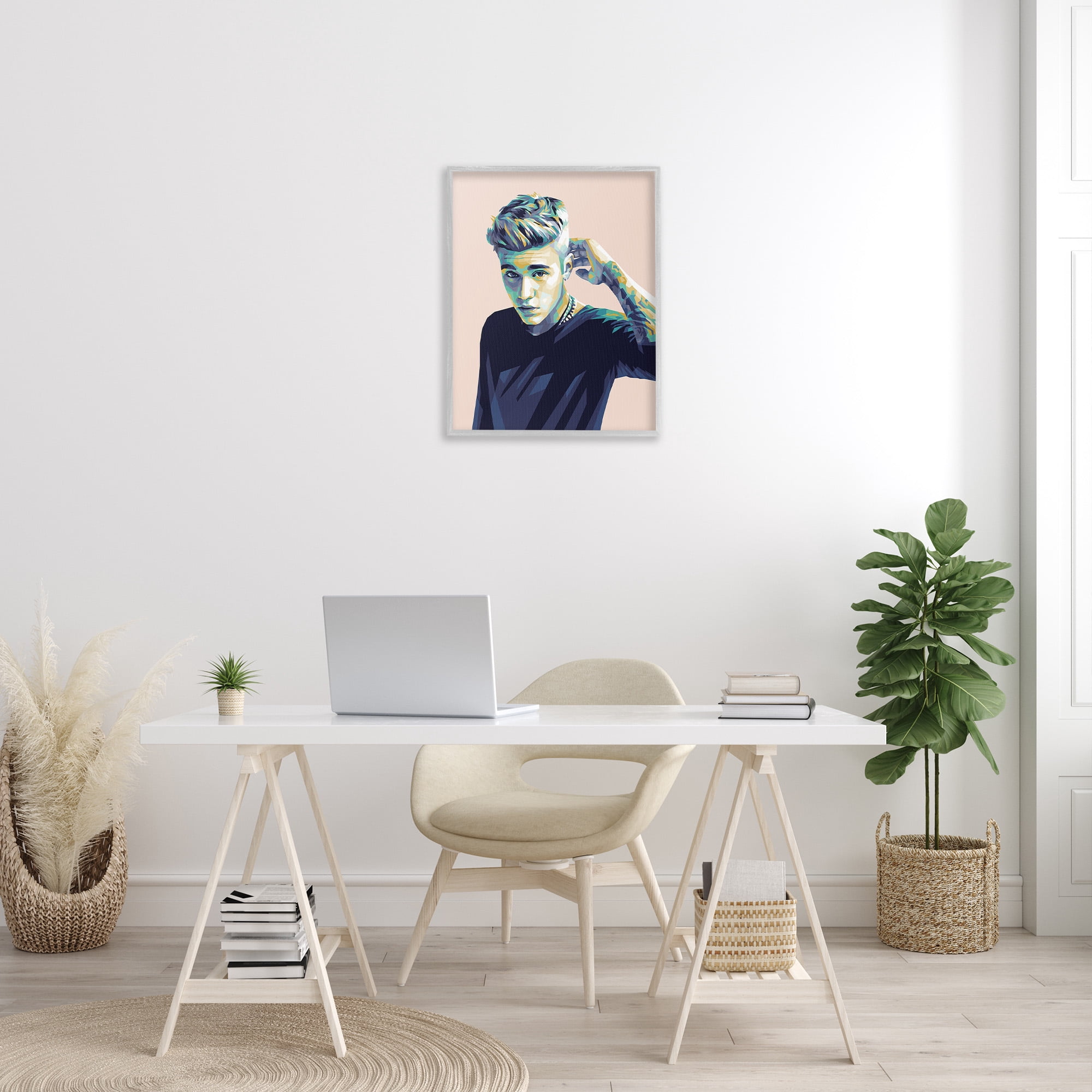 Stupell Industries Justin with Subtle Hues Abstract Painting Gray Framed Art Print Wall Art, 24 x 30