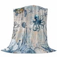 thumbnail image 6 of Blue Coastal Blanket Soft Cozy Warm Throw Blanket for Couch, Plush Fuzzy Flannel Fleece Blankets for Sofa, Sea Turtle Octopus Coral Beach Nautical Bed Blankets Lightweight Gifts for Women, 50"x60", 6 of 9