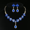 thumbnail image 3 of Juwaliy Women Bridal Jewelry Set Teardrop Crystal Necklace Earrings for Bride Bridesmaid Wedding Party Prom Gifts-Blue, 3 of 5