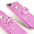 thumbnail image 4 of Spy Case for Apple iPhone SE 3 2022/iPhone SE 2 2020 / 7 8 Case Cover [Tempered Glass Screen Protector] Glitter Ring Holder Kickstand Stand - Hot Pink, 4 of 6