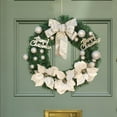 thumbnail image 4 of 16 Inch Christmas Wreath with Balls Bow Ornaments Christmas Wreath Flower Wreath White, 4 of 7