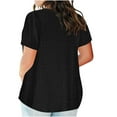 thumbnail image 4 of WIZUTIZ Plus Size Tops for Women Loose Short Sleeve Tshirt Oversized Solid Casual Blouse V-Neck Crochet Breathable Work out Tops Retro Tshirts Going out T-Shirt up to 65% Off Black L, 4 of 6