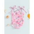thumbnail image 3 of Nygoyerh Toddler Baby Girls Summer Sling Swimsuit Floral Print Tie Shoulder Strap Sleeveless Swimwear 6M 12M 18M 24M 3T 4T Kids Sweet Bathing Suit for Beach Wear, 3 of 7