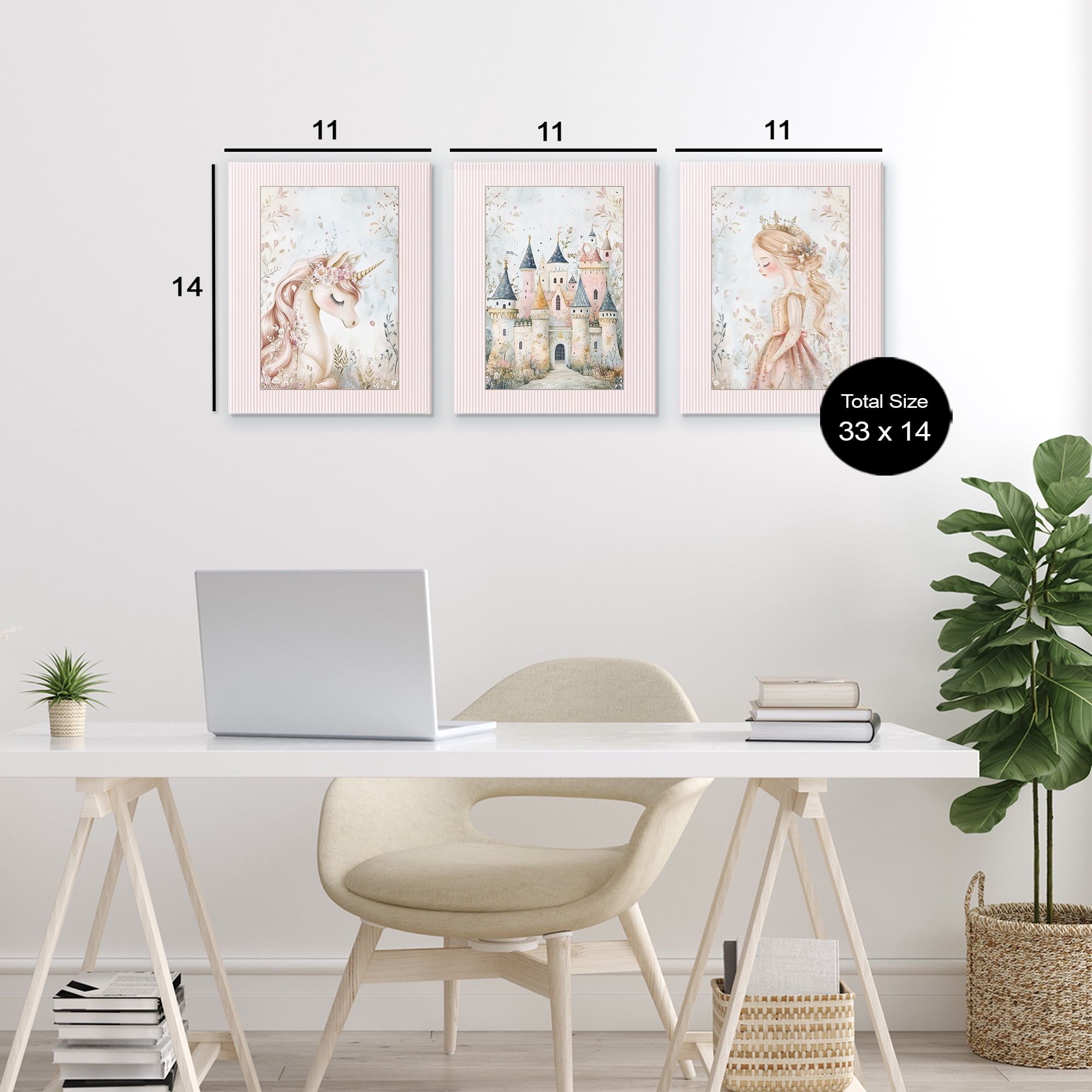 Stupell Industries Fantasy Enchanted Dreams 3 Piece Canvas Wall Art Set, design by Christine Simpson Art