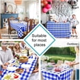 thumbnail image 4 of Hiasan Buffalo Plaid Tablecloth Rectangle, 60 x 60 Inches - Waterproof & Washable Polyester Fabric Checkered Table Cover for Dining, Outdoor Picnic and Party , Royal Blue and White, 4 of 7