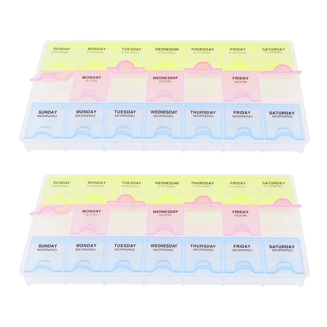 2 Pack, AM NOON PM 7 Day Weekly Tablet Pill Box Medicine Dispenser Organizer Holder Case
