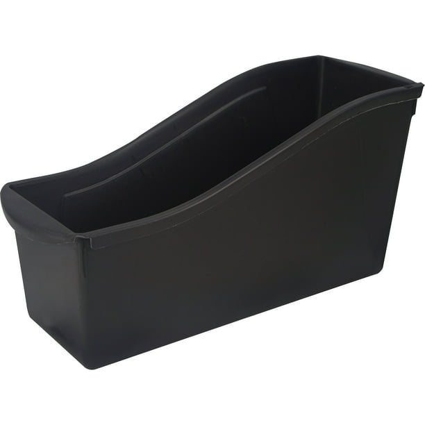 Storex Large Plastic Book Bin, Kids' Paper Storage, Black, 6 Per Pack
