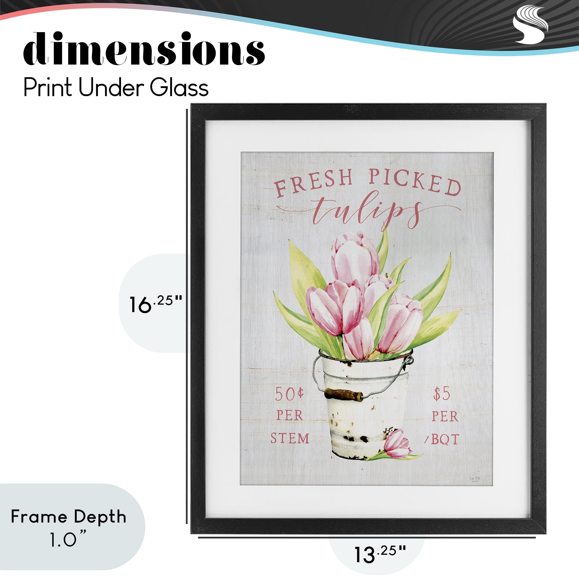 Stupell Industries Antique Fresh Picked Tulips Black Framed Print Under Glass, design by Lux + Me Designs