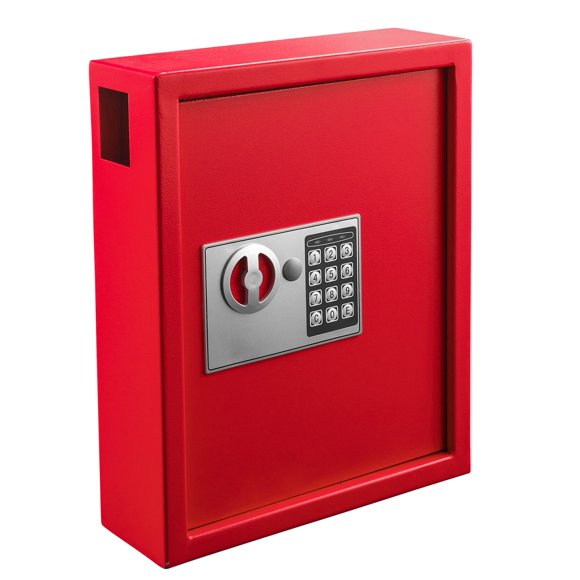 AdirOffice Armoire Sécurisée pour 40 Clés avec Serrure Numérique - Boîte de Rangement Mince pour Clés Murale - Boîte en Acier Gain de Place avec Serrure Électronique Programmable pour Utilisation dans les Ateliers de Réparation Automobile, Hôtels, Services de Voiturier et Plus