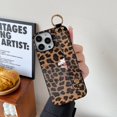 thumbnail image 1 of Funda para iPhone 11, diseño de estampado de leopardo con correa para la muñeca, TPU suave y parte trasera de PC dura, antiarañazos, funda protectora de cuerpo completo para iPhone 11 de 6,1 pulgadas, 1 of 4