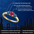 thumbnail image 2 of Gem Stone King 10K Yellow Gold Red Ruby and Blue Diamond Engagement Ring for Women | 1.09 Cttw | Round 5MM | Gemstone July Birthstone | Size 6, 2 of 6