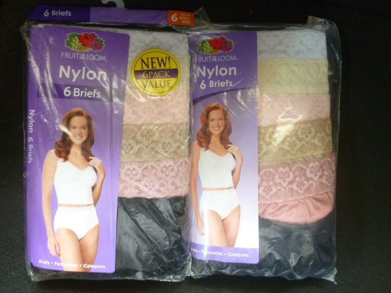 Fruit of the Loom Women's Nylon Brief Underwear, 6 Pack, Sizes 6-10