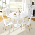 thumbnail image 2 of 5-Piece Dining Table Set, 31.5" Round Tulip Pedestal Dining Table and 4 Ergonomically Designed PU Chairs, Dining Table Set for Kitchen, Living Room, Office, 2 of 7