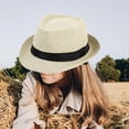 thumbnail image 6 of Milageto Kids Straw Hat Casual Fashion Sunscreen Hat for Backpacking Street Festivals Beige, 6 of 8