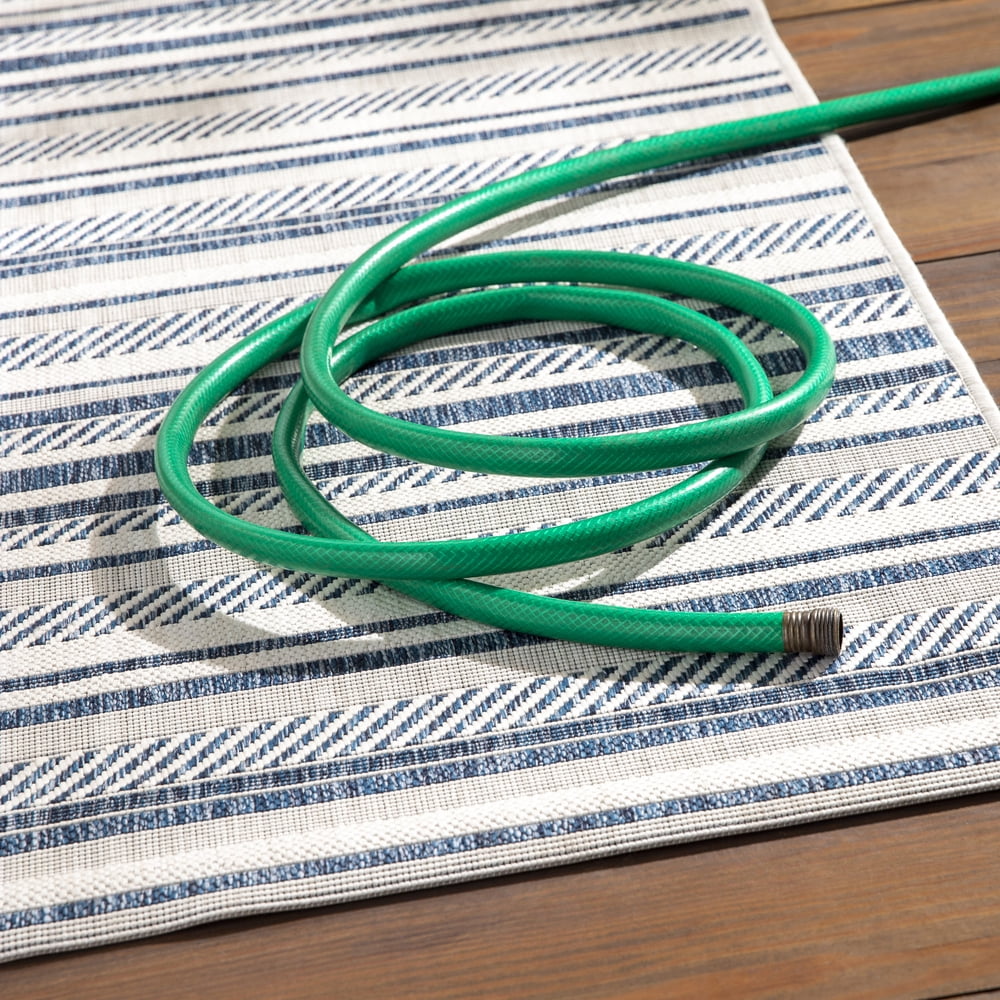 Livabliss Outdoor Rugs, 5x8 Eagean Global Blue Area Rug for Patio, Porch, Deck, Backyard, Waterproof Indoor Outdoor Carpet (5'3" x 7'7")