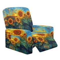 FOR U DESIGNS Sunflower Pattern Recliner Chair Covers 4-Pieces Stretch Recliner Armchair Covers Wear-Resistan Sofas Couches Slip Protector with Storage Pockets