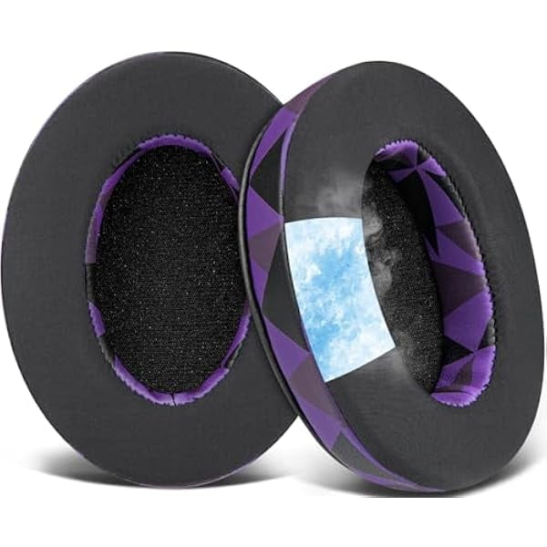 wonima02 Cooling Gel Earpads Cushions for Audio-Technica ATH M50X/M40X, HyperX Cloud/Alpha, SteelSeries Arctis, Ear Pads for Sony MDR-1ABT/1RBT/1RNC/7506, Turtle Beach Stealth 420X/600 - Purple Black