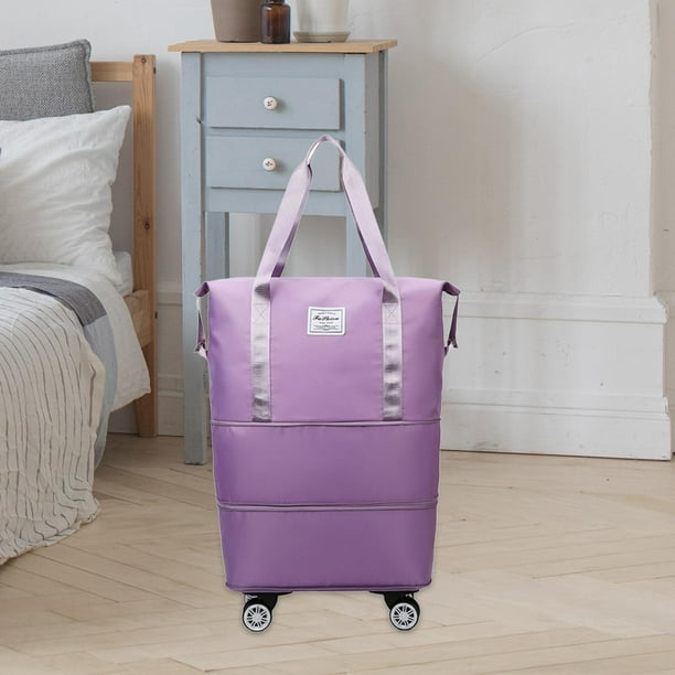 Bolsa de lona con ruedas, bolso de ropa expandible, bolsa de lona plegable con ruedas para entrenamiento, mujeres, hombres, Camping, ejercicio físico púrpura