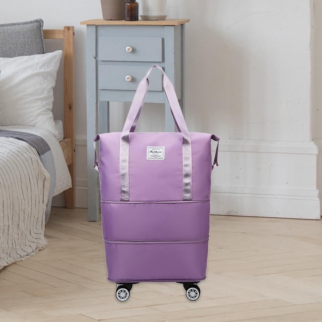 Bolsa de lona con ruedas, bolso de ropa expandible, bolsa de lona plegable con ruedas para entrenamiento, mujeres, hombres, Camping, ejercicio físico púrpura