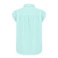 thumbnail image 5 of Womens Button Down Shirts Short Cap Sleeve Summer Cotton V Neck Collared Stripes Blouses Casual Plaid Tops, 5 of 7