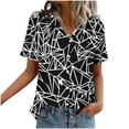 thumbnail image 5 of Button Down Shirt for Women Classic Sailor Stripe Pattern Collared Neck Short Sleeve Professional Business Casual Slim Fit Office Workwear Blouse, 5 of 6
