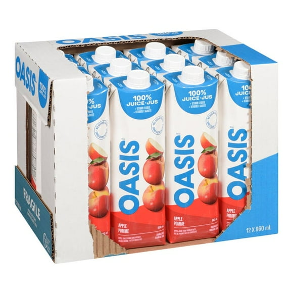 Oasis Apple Juice, 100 Percent, Tetra | 960ML/Unit, 12 Units/Case