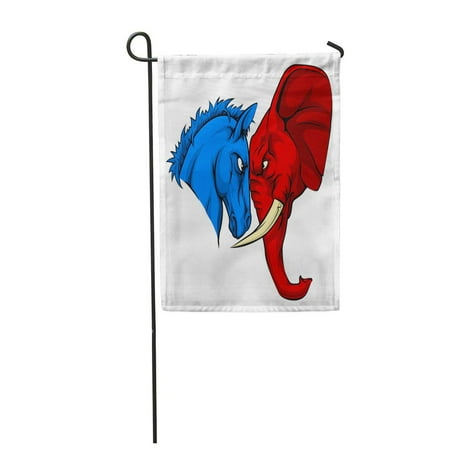 Elephant American Flag - SIDONKU Blue Donkey and Red Elephant Facing Off American Politics Election Mascots Garden Flag Decorative Flag House Banner 12x18 inch