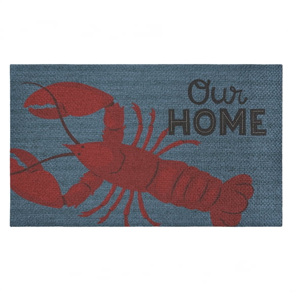 Our Home Lobster & Stripes Outdoor Door Mat, design by Gail Veillette, 18"x30"
