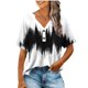 thumbnail image 3 of TaTaai Women Casual V Neck Short Sleeve All Over Print T Shirt Fashion Loose Button Top Ladies Daily Commute Festival Event Wear Soft Comfortable Non See Through Stylish Top Gift, 3 of 6