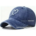 thumbnail image 5 of DOVACKA Women's Vintage Washed Baseball Cap Adjustable Cute Heart Graphic Cotton Dad Hat, 5 of 7