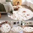 thumbnail image 5 of Round Area Rug 3.3 Ft, Brown Red Spring Floral Washable Non-Slip Circle Carpet for Living Room/Bedroom, Summer Flowers Botanical Elegant Low-Profile Small Kitchen Mats Collection Rugs for Indoor, 5 of 8
